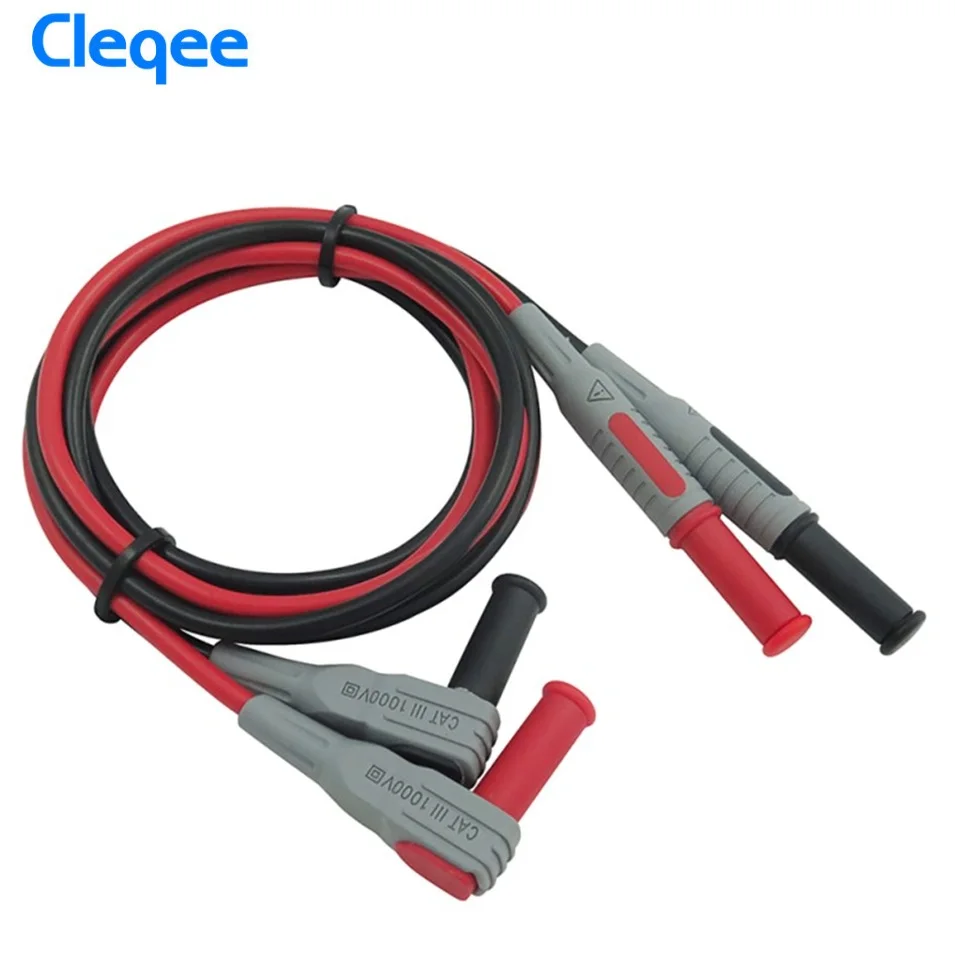 Besplatna dostava Cleqee P1033 multimetar test kabel injection-molded 4 mm banana utikač test linija je ravno na zakrivljenoj test kabel Slika 2
