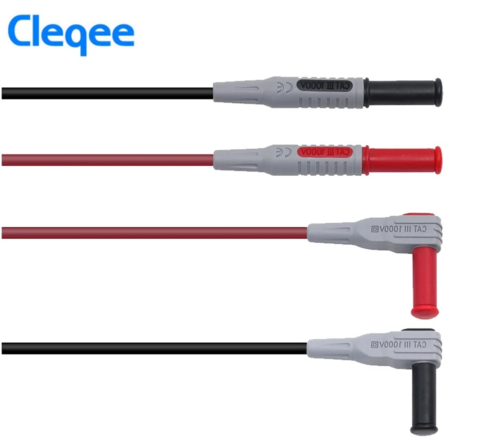 Besplatna dostava Cleqee P1033 multimetar test kabel injection-molded 4 mm banana utikač test linija je ravno na zakrivljenoj test kabel Slika 4