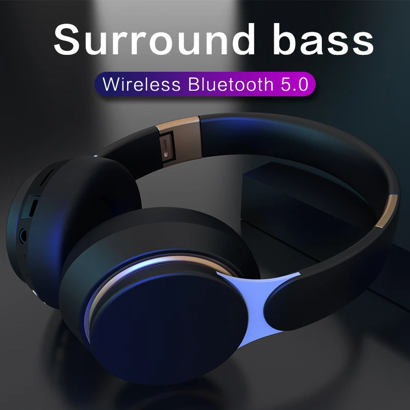 Bežične Bluetooth slušalice 5.0 sklopivi stereo podesiva s HD-mikrofon Aktivno buke podržava TF kartice Radio bezbolno Slika 1