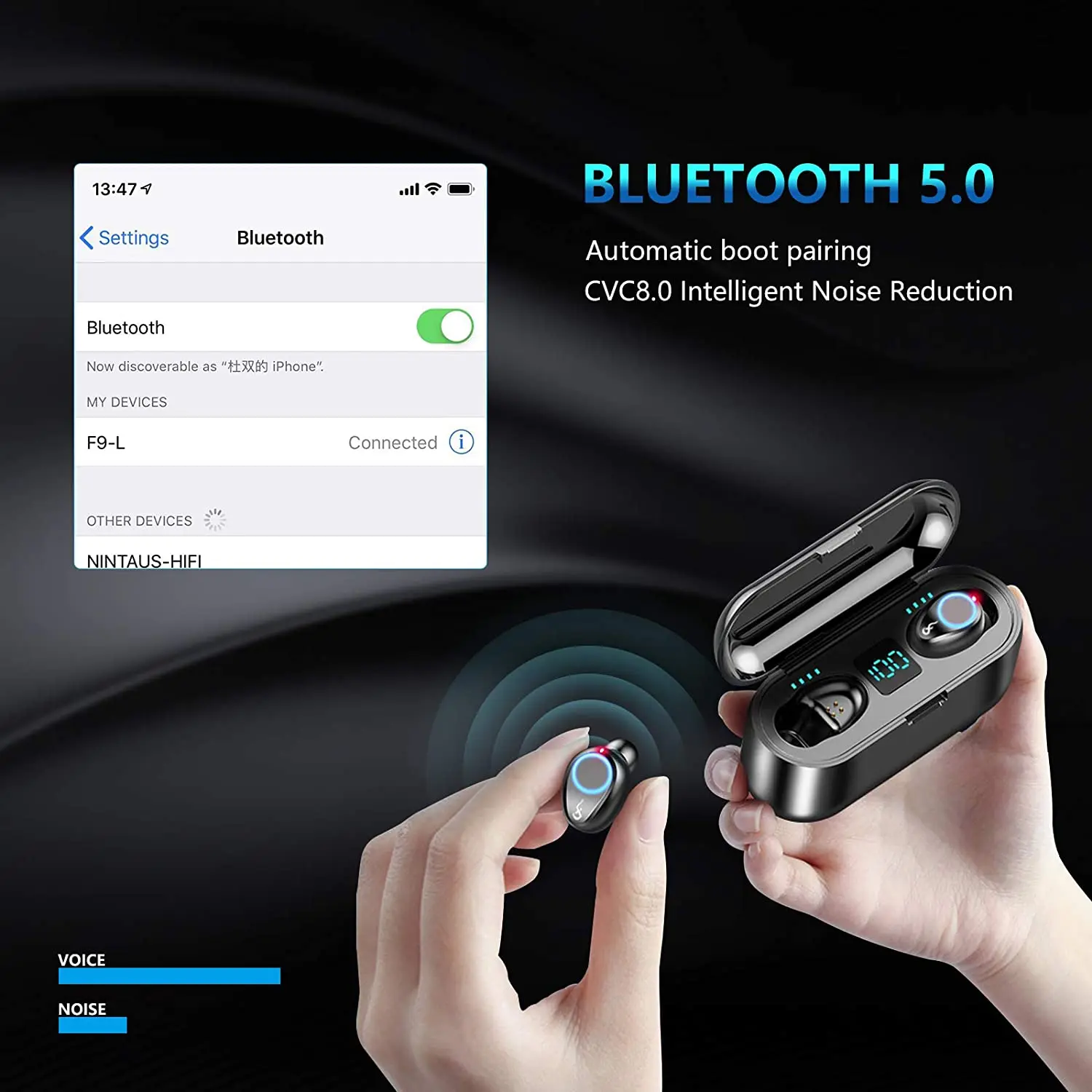 Bežične slušalice TWS Bluetooth-uređaja za punjenje kutija 2000mAh sportske vodootporne slušalice slušalice zaslon osjetljiv na dodir za upravljanje glazbenim slušalice telefon Slika 5