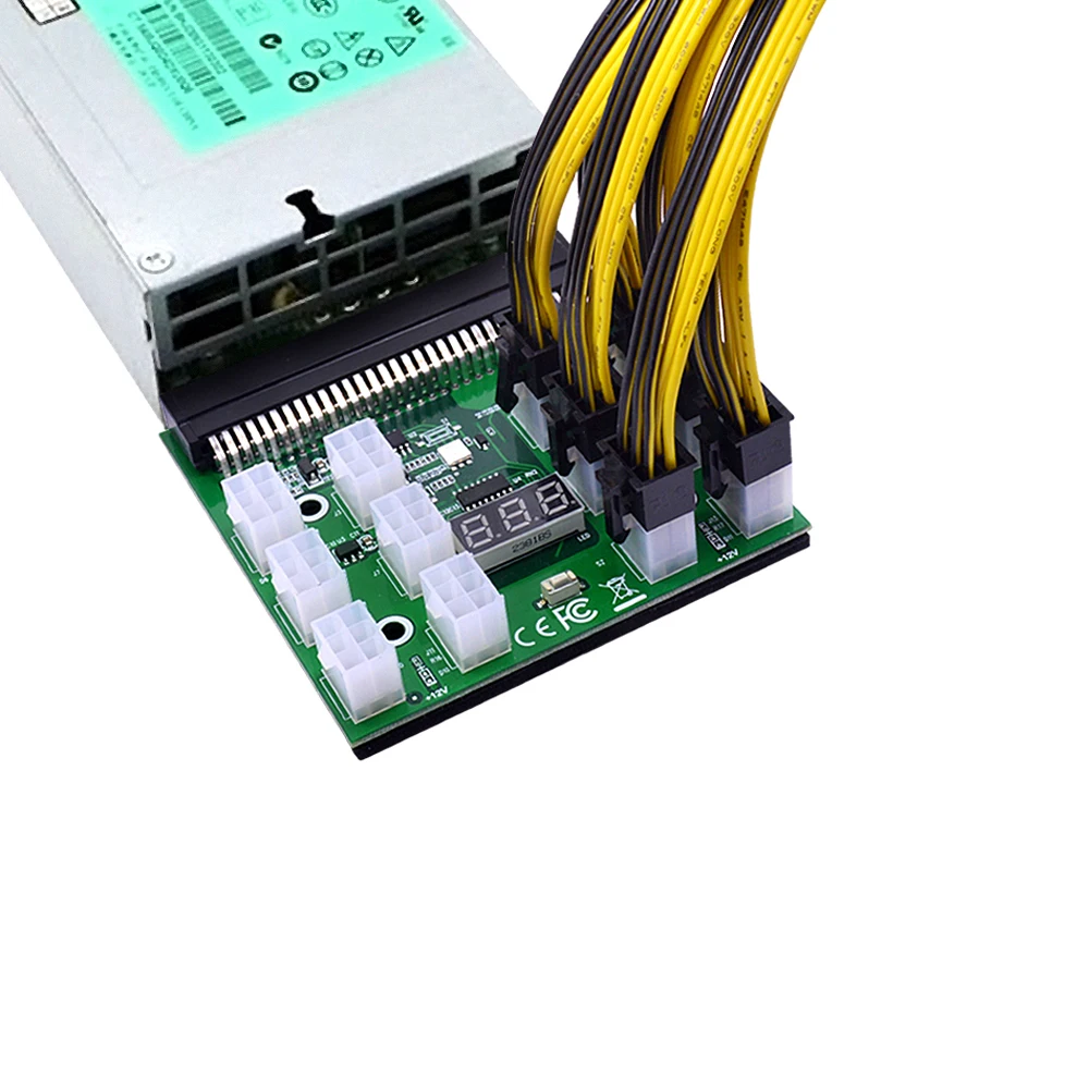 CHIPAL Power Module Breakout Board Kits with 12pcs 17pcs 6Pin to 6+2 8Pin Power Cable for HP 1200W 750W PSU GPU Mining Ethereum Slika 1