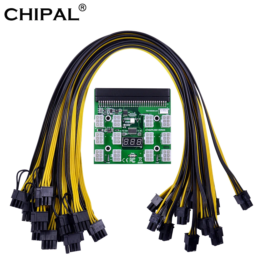 CHIPAL Power Module Breakout Board Kits with 12pcs 17pcs 6Pin to 6+2 8Pin Power Cable for HP 1200W 750W PSU GPU Mining Ethereum Slika 4