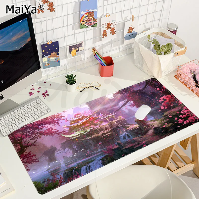 Fantasy Forest Green Landscape Tree Mouse pad Size for 300x700x2mm large Locking Edge Speed Game Version Keyboard Pad for Gamer Slika 4