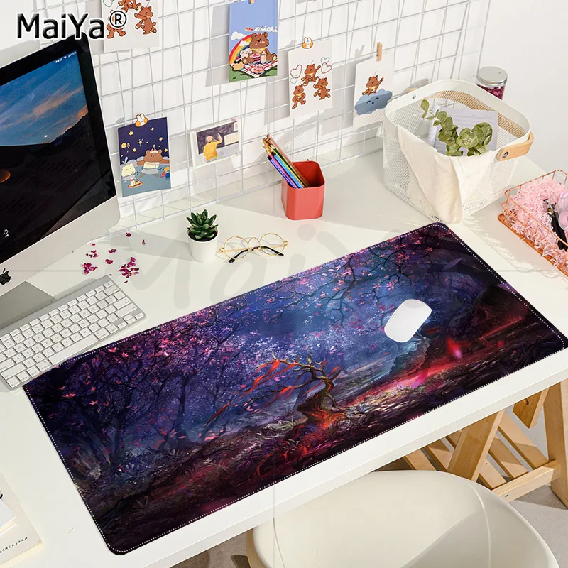 Fantasy Forest Green Landscape Tree Mouse pad Size for 300x700x2mm large Locking Edge Speed Game Version Keyboard Pad for Gamer Slika 5