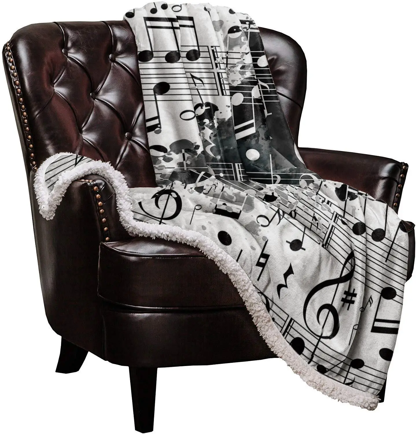 Glazbena nota glazba crno-bijeli sprej deke флисовые deke zimski pokrivač personalizirane deke, posteljina, Slika 1