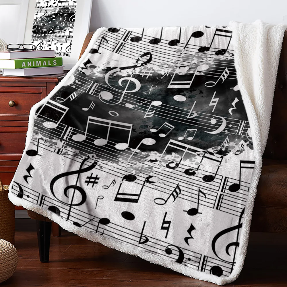 Glazbena nota glazba crno-bijeli sprej deke флисовые deke zimski pokrivač personalizirane deke, posteljina, Slika 5