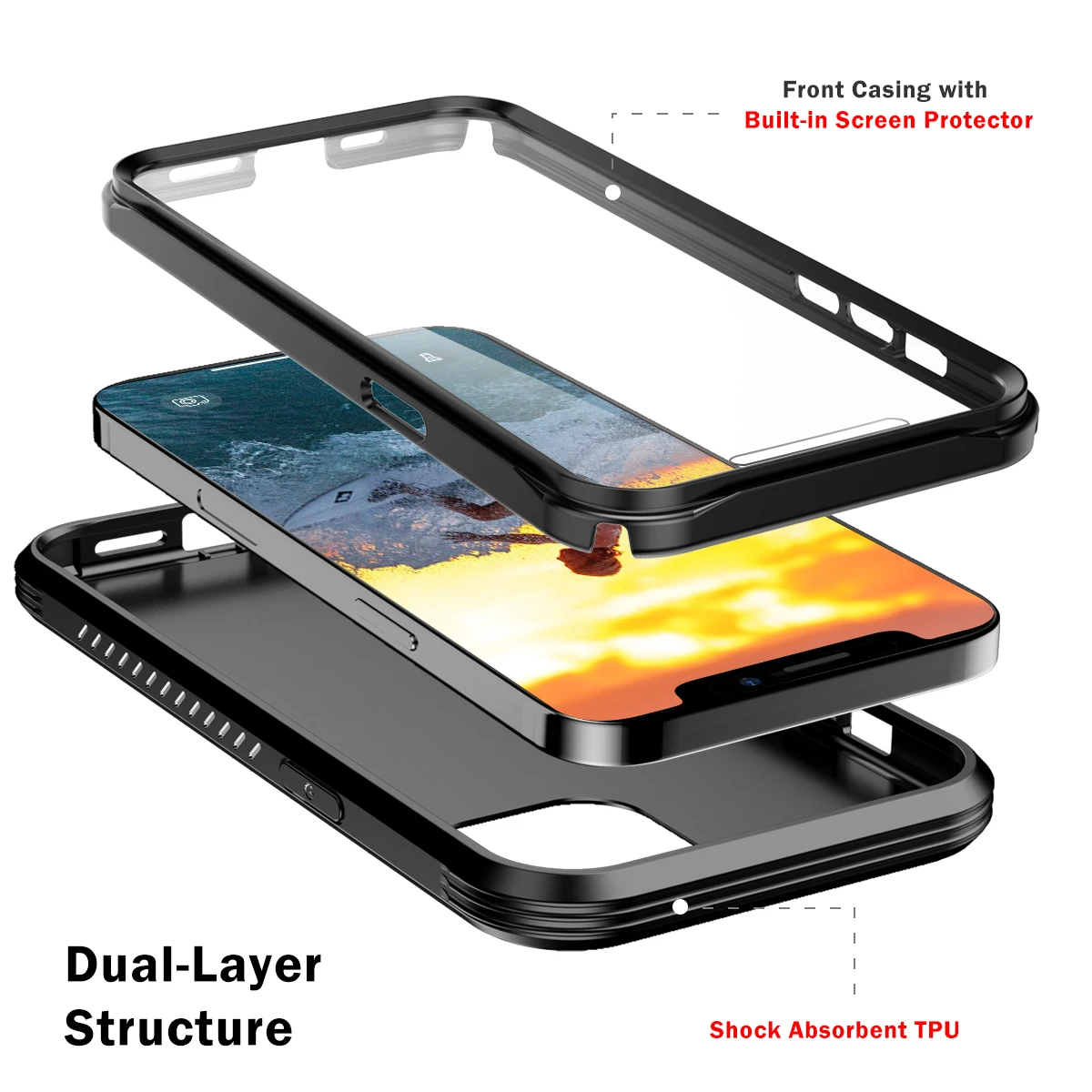 Hibridni hard + TPU case za iPhone 12 Pro Max šok-dokaz 2 u 1 Torbica za iPhone 12 Shield Build in Screen Protector full Body Slika 4