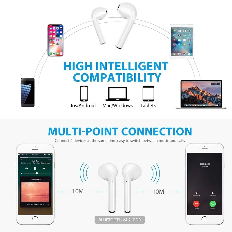 I7s TWS 5.0 Wireless Bluetooth Headphone for Huawei MediaPad M5 10 CMR-AL09 Tablet Earphone Music Earbud Charging Box Slika 5