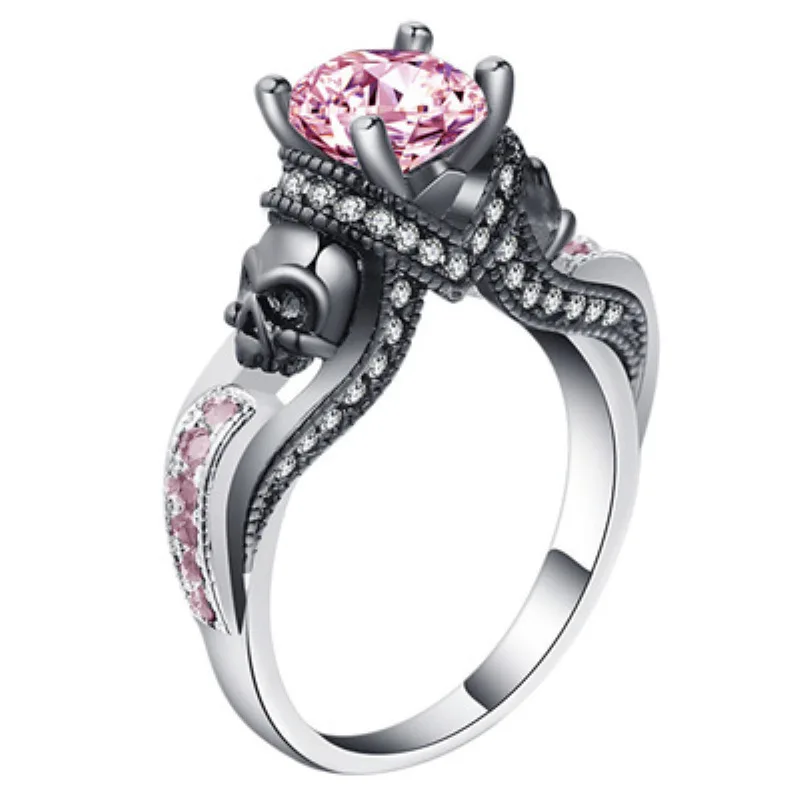 Identitet kreativni punk stil prsten za žene 2021 nakit lubanju prsten ružičasta ljubičasta plava lijepa boja kamena prstena Slika 3
