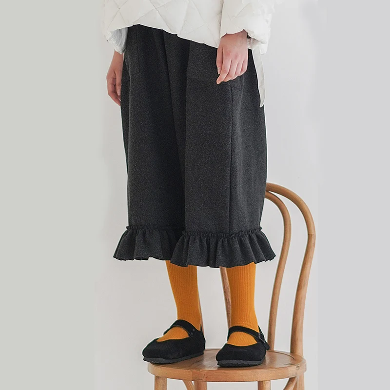 Imakokoni japanski slobodan jednobojnu široke hlače originalni dizajn раффлед široke hlače jesen 192752 Slika 2