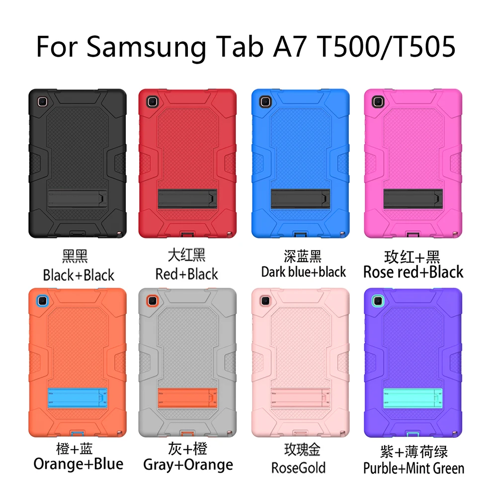 Kickstand torbica za Samsung Tab A7 T500 T505 šok-dokaz tableta Shell 3 sloj zaštite pad dokaz tvrdi torbica Slika 1