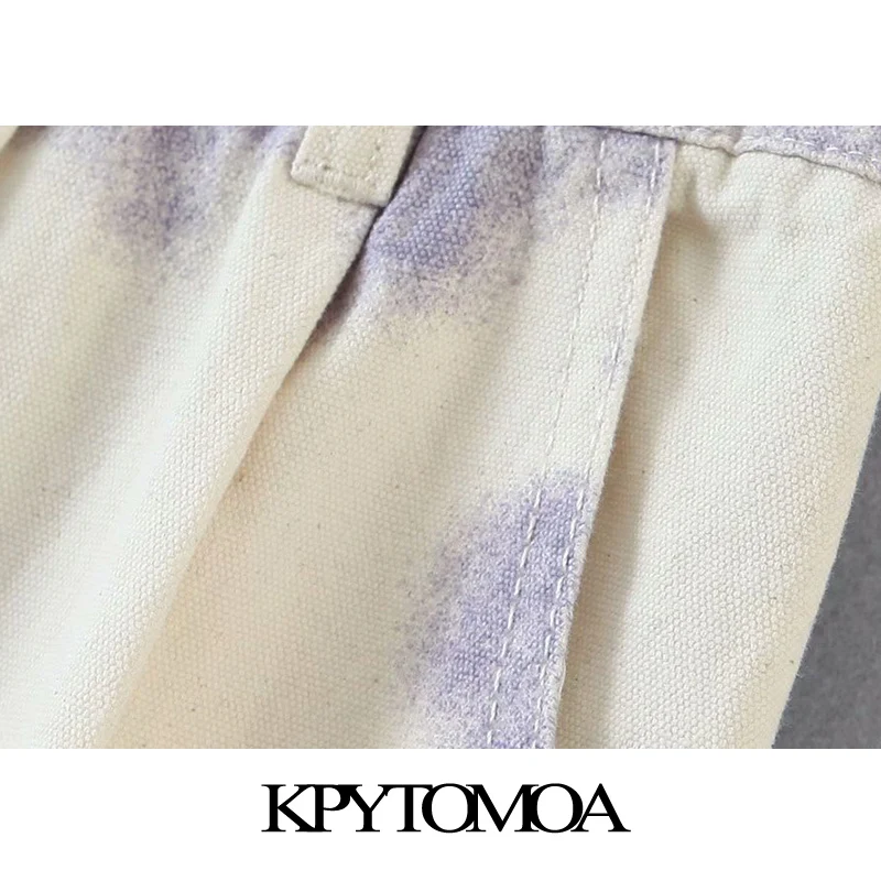 KPYTOMOA Women 2020 Chic Fashion Tie-dye Print bočni džepovi stare hlače Visoka Struka munja Fly ženski gležanj hlače Mujer Slika 5