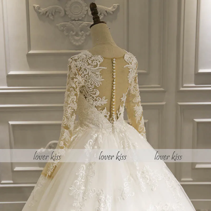 Ljubavnik poljubac 2020 Vestidos De Noiva plus size loptu haljina Svadben haljina za žene čipke vjenčanica Vintage White Robe De Mariee Slika 1