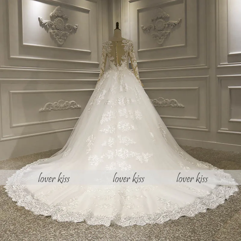 Ljubavnik poljubac 2020 Vestidos De Noiva plus size loptu haljina Svadben haljina za žene čipke vjenčanica Vintage White Robe De Mariee Slika 3