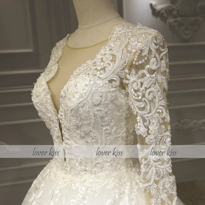 Ljubavnik poljubac 2020 Vestidos De Noiva plus size loptu haljina Svadben haljina za žene čipke vjenčanica Vintage White Robe De Mariee Slika 5