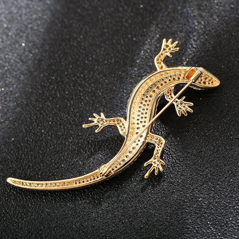 Luksuzni Crystal Kubni Cirkonij Gušter Broš Daždevnjak Pin Ikonu Gecko Slatka Vintage Nakit Životinja Nakit Igle Božićni Poklon Slika 4
