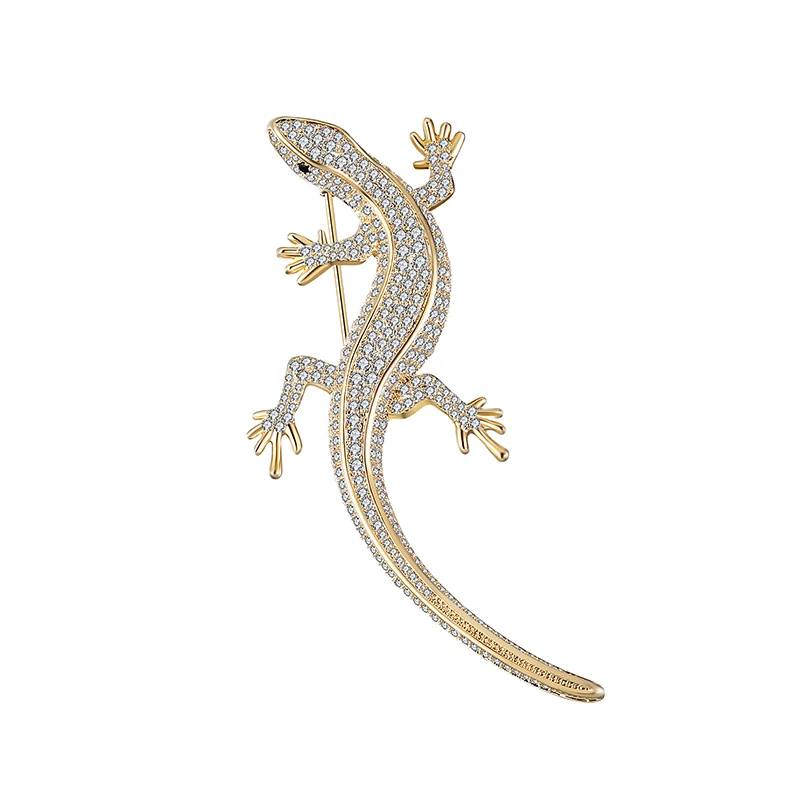 Luksuzni Crystal Kubni Cirkonij Gušter Broš Daždevnjak Pin Ikonu Gecko Slatka Vintage Nakit Životinja Nakit Igle Božićni Poklon Slika 5