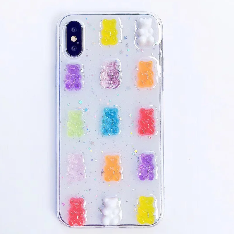 Medvjed candy boja telefon torbica za IPhone X 6 6S 7 8 Plus XS Max XR poklopac slatka 3D stereo sjaj telefona torbica za IPhone 11 11Pro Max Slika 3