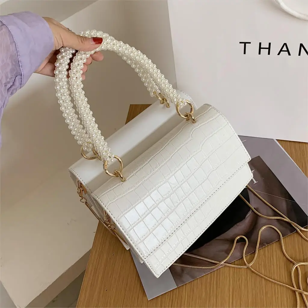 Moda dame umjetna koža torba 2020 biserno bijela boja ručka jednobojnu torbu elegantan ženski putovanja torba Slika 1
