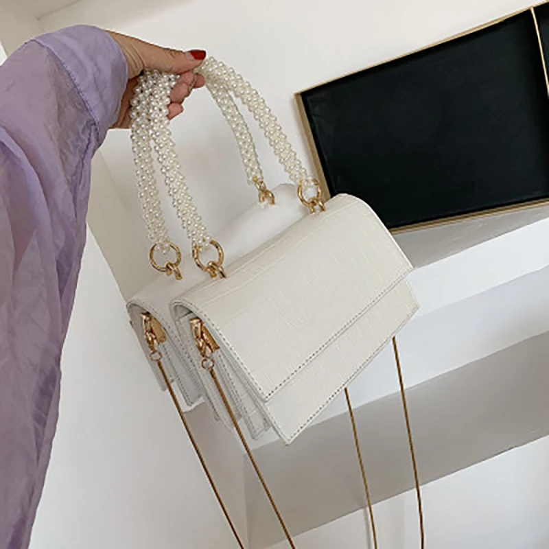 Moda dame umjetna koža torba 2020 biserno bijela boja ručka jednobojnu torbu elegantan ženski putovanja torba Slika 3