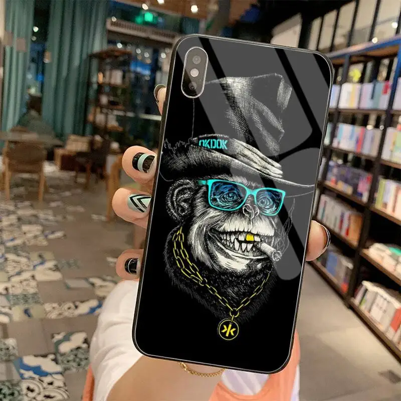 Moderan orangutan majmun telefon Case kaljeno staklo za iPhone 11 Pro XS XR MAX 8 X 7 6S 6 Plus SE 2020 case Slika 1