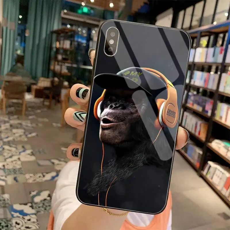 Moderan orangutan majmun telefon Case kaljeno staklo za iPhone 11 Pro XS XR MAX 8 X 7 6S 6 Plus SE 2020 case Slika 3