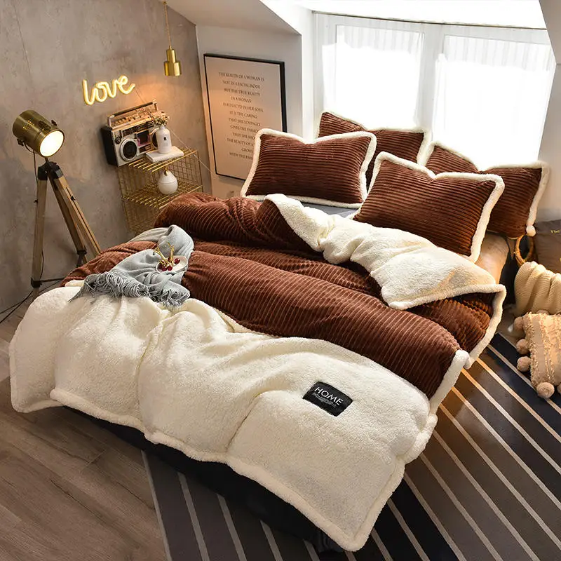 Novi baršun флисовые setovi posteljinu 4kom bend deka male ugrađena krevetu jastučnicu zima toplo posteljina flanel kraljica i kralj Slika 2
