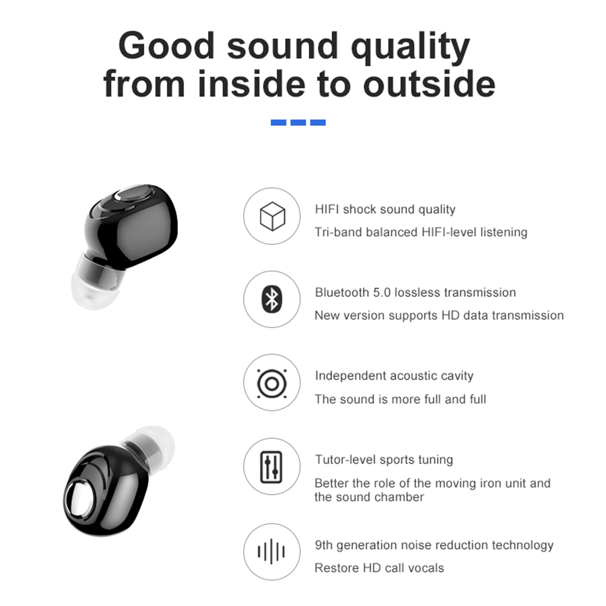 Novi mini Bežične Bluetooth 5.0 slušalice sportska igraonica za slušalice sa mikrofonom, handsfree slušalice stereo slušalice za telefon glazba Slika 3