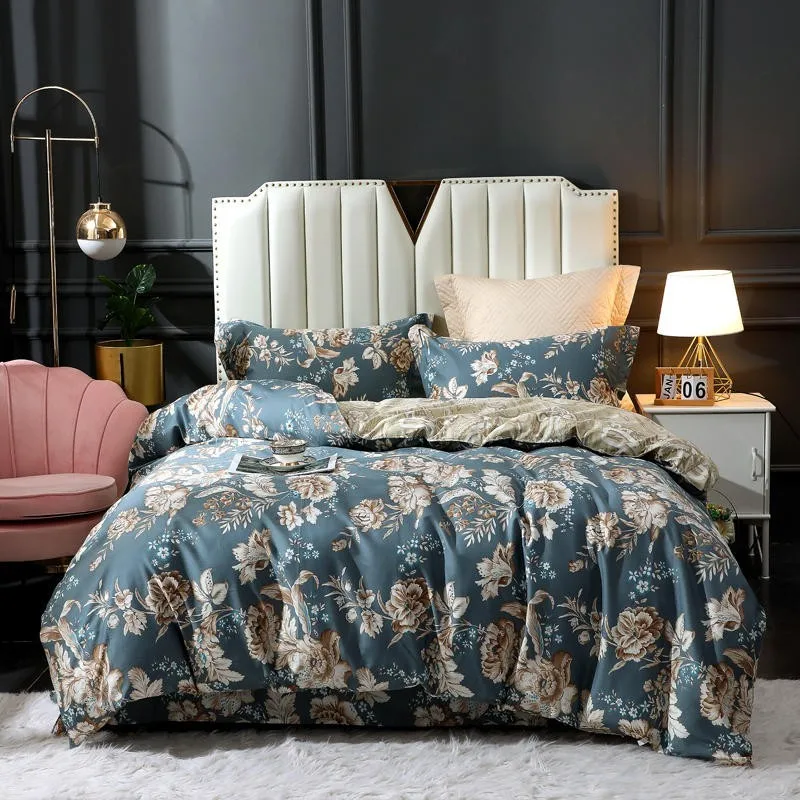 Paisley je berba cvjetni print deka komplet egipatski pamuk ultra soft 4 kom. komplet posteljina s 1 krevetom krevetu 2 jastučnice Slika 4