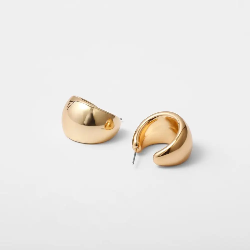 PuRui Punk Hoop Earrings Metal Geometric Statement Earrings for Women Gold Color Minimalist zimskim nakit poklon Slika 1