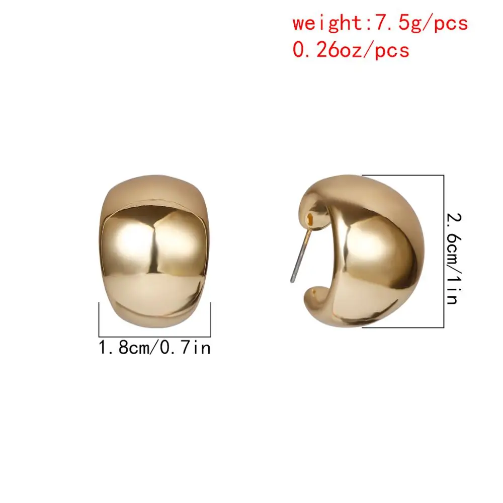 PuRui Punk Hoop Earrings Metal Geometric Statement Earrings for Women Gold Color Minimalist zimskim nakit poklon Slika 5
