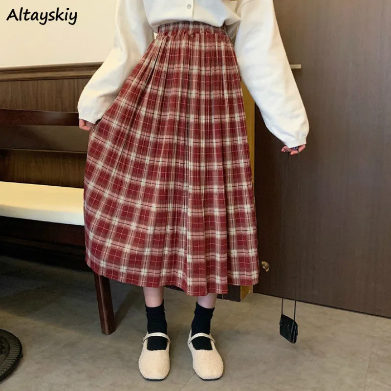 Suknje žene elastičan pojas novi pokrivač nabrane crvena crna čvrste korejski stil slatke djevojke učenici tanak Sve utakmicu duge ženske Slika 4
