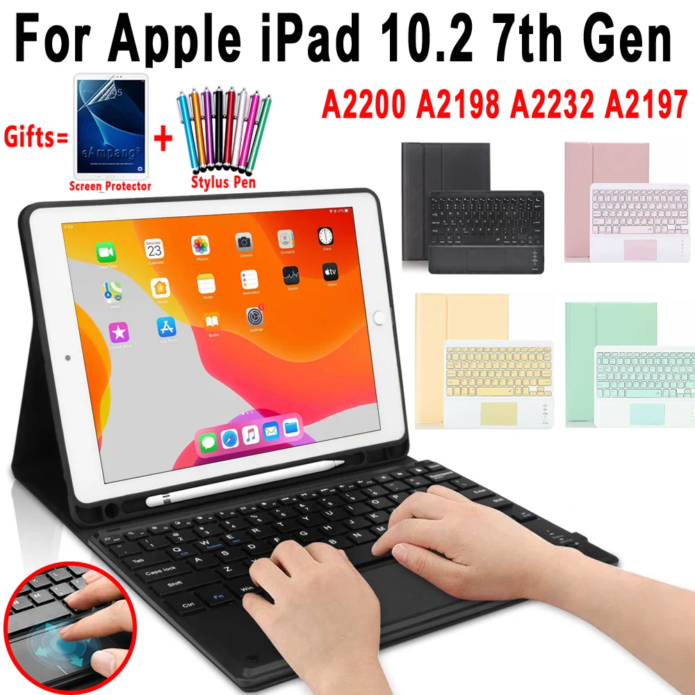 Tipkovnica touchpad torbica za iPad 10.2 2019 7 7th 8th Generation držač za olovke kožni silikon mekana torbica odvojite Bluetooth Slika 3