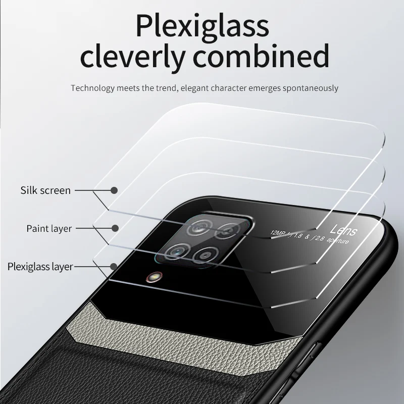 Torbica za telefon Samsung Galaxy A12 5G Case Cover ogledalo RAČUNALA retro zrnata kožni branik šok-dokaz torbica za Galaxy A12 5G Slika 2