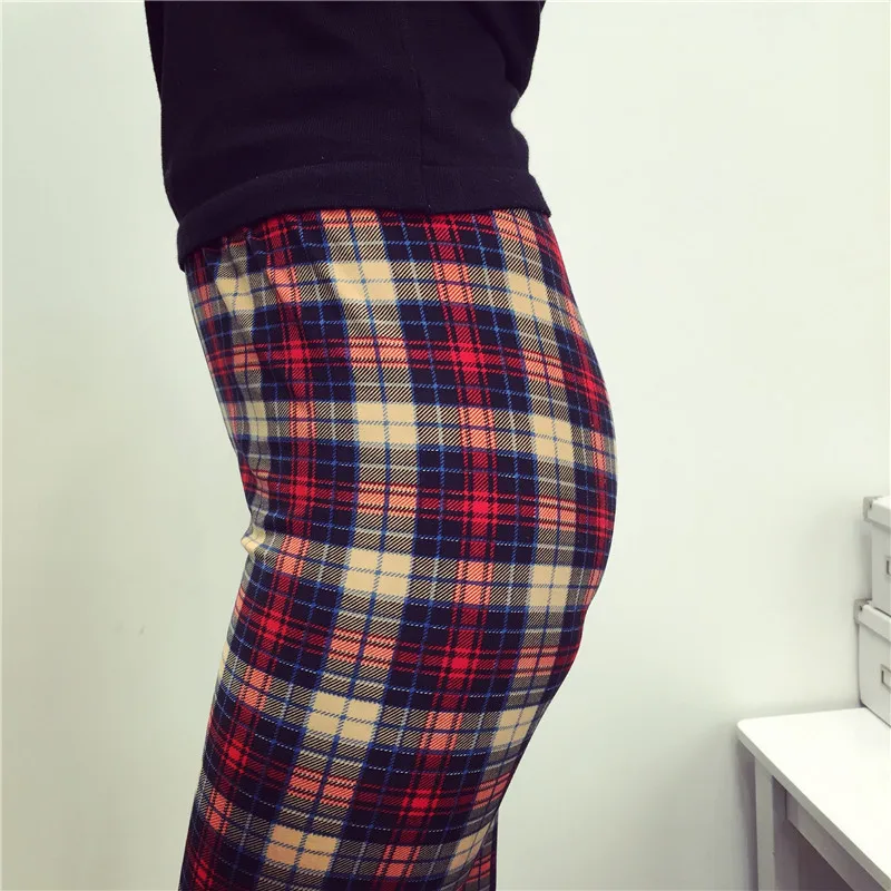 Ured olovka hlače za žene rešetke tiskanih 2018 Moda ured Lady Ženske hlače visoka struka uske hlače Hlače teretni hlače Slika 4