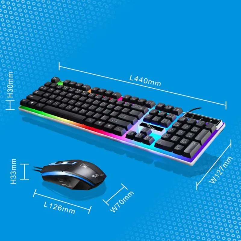 USB punjenje Light Keyboard and Mouse Kit Rainbow, LED gaming oprema za PS4 Slika 5