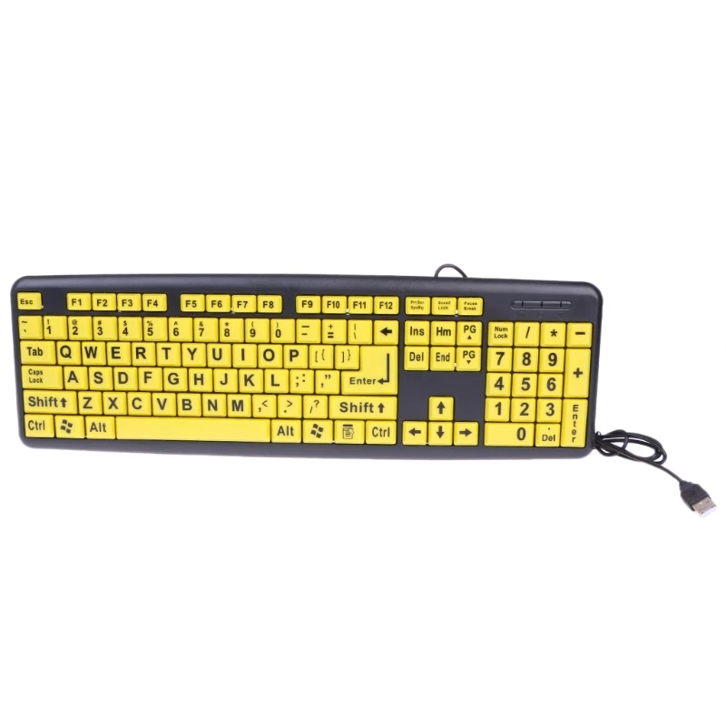 Velika crna буквенная ispis žuti gumb USB, žična tipkovnica za starije osobe i slabovidnim Slika 1