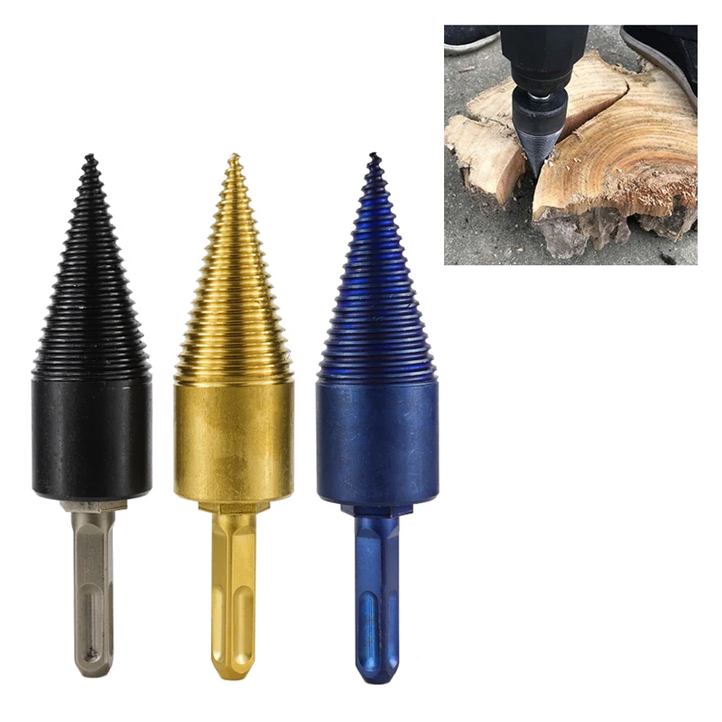 XCAN HSS Firewood Splitter Drill Bit 32-42mm TiN Prahu Hex Round Janjetina Cone Drill Bit For Wood Working Drill Bit Slika 5