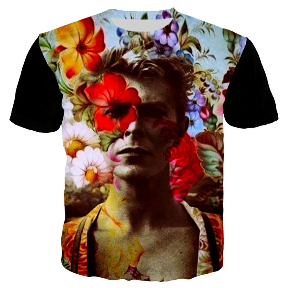YX Girl 2019 Summer Casual T shirt Men 3d Print David Bowie, T-shirt majice kratki rukav tees vrhovima дропшиппинг Slika 2