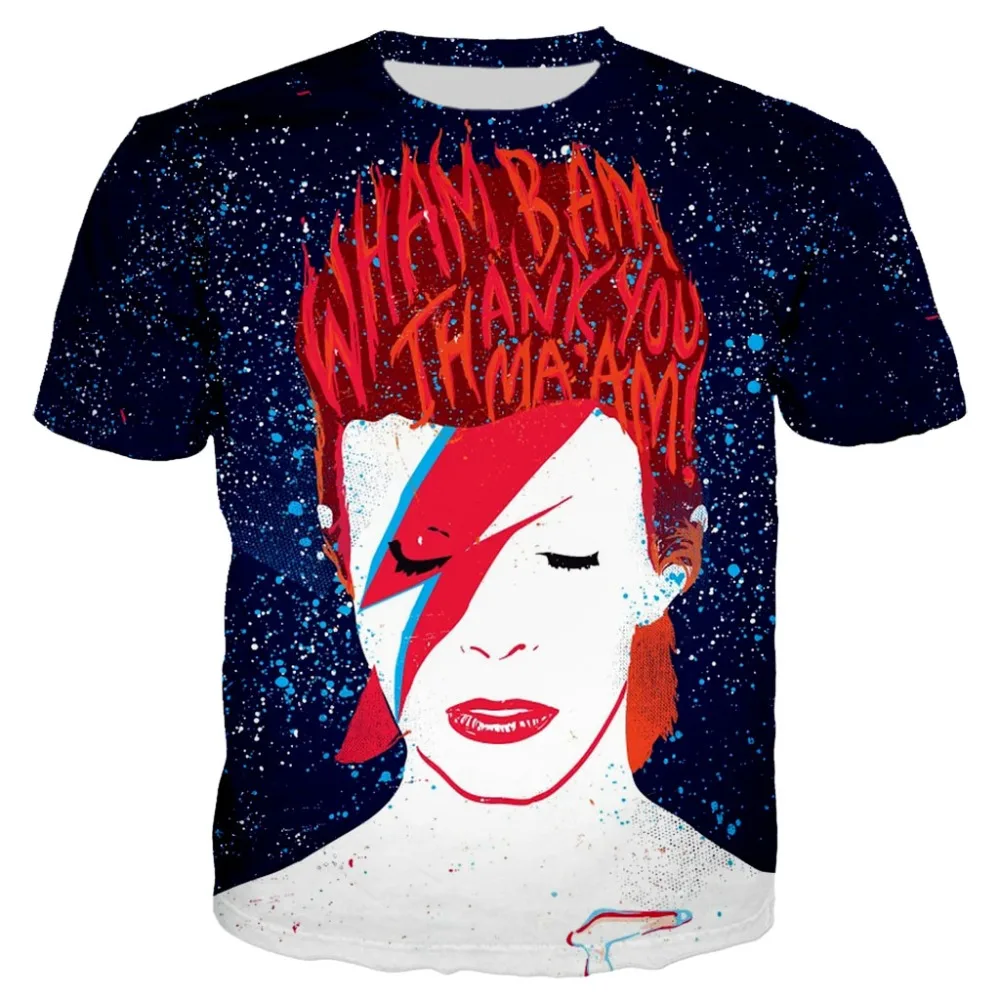 YX Girl 2019 Summer Casual T shirt Men 3d Print David Bowie, T-shirt majice kratki rukav tees vrhovima дропшиппинг Slika 4