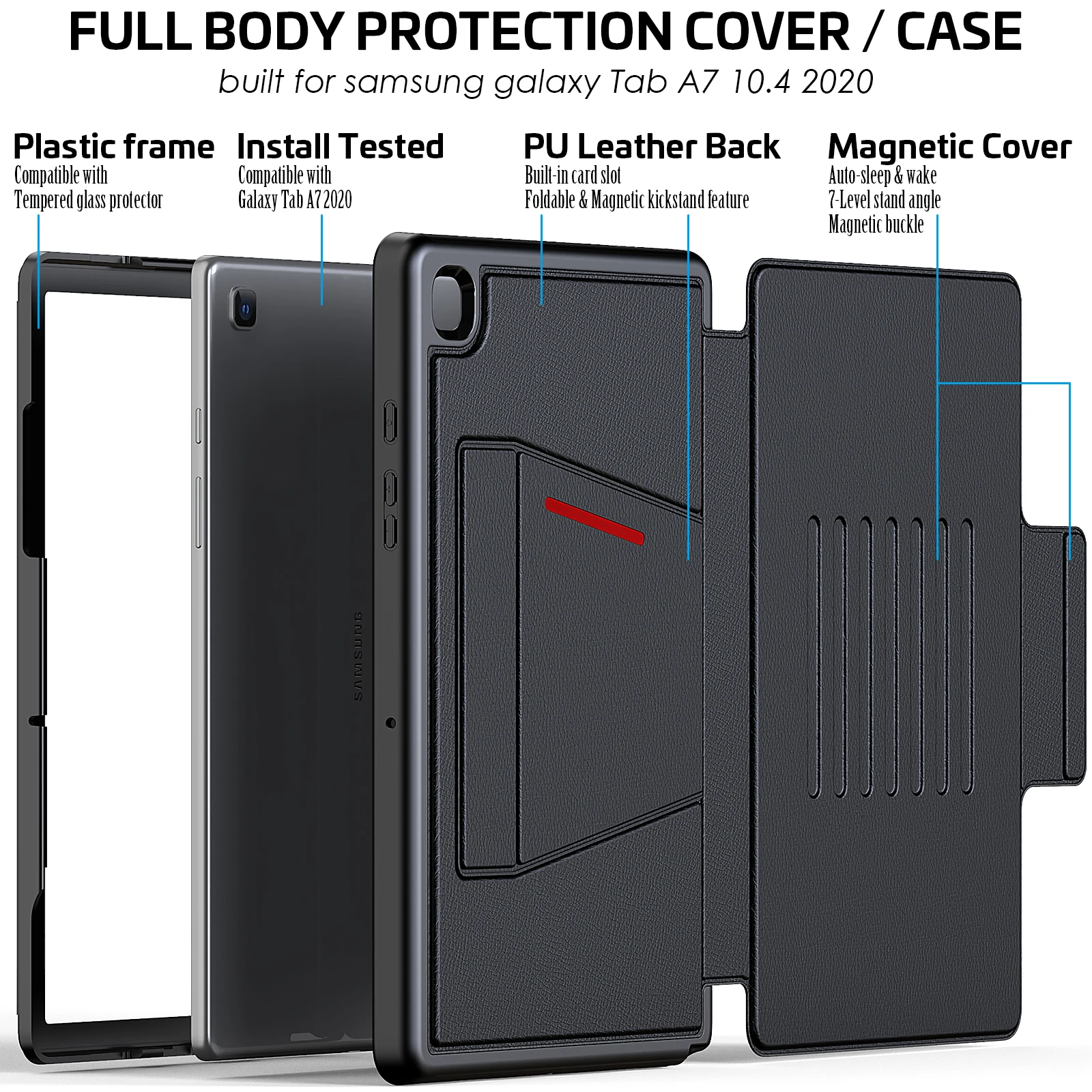 Za Samsung Galaxy Tab A7 10.4 2020 SM T505 T500 case Smart Cover, kožna flip torbica za ipad case Slika 4