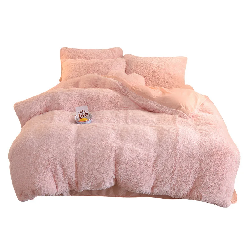 Zima je super topli dug plišani komplet posteljinu fluffy umjetno krzno dlakama deka krevetu jastučnicu skup Queen Krevetom 4kom Slika 3